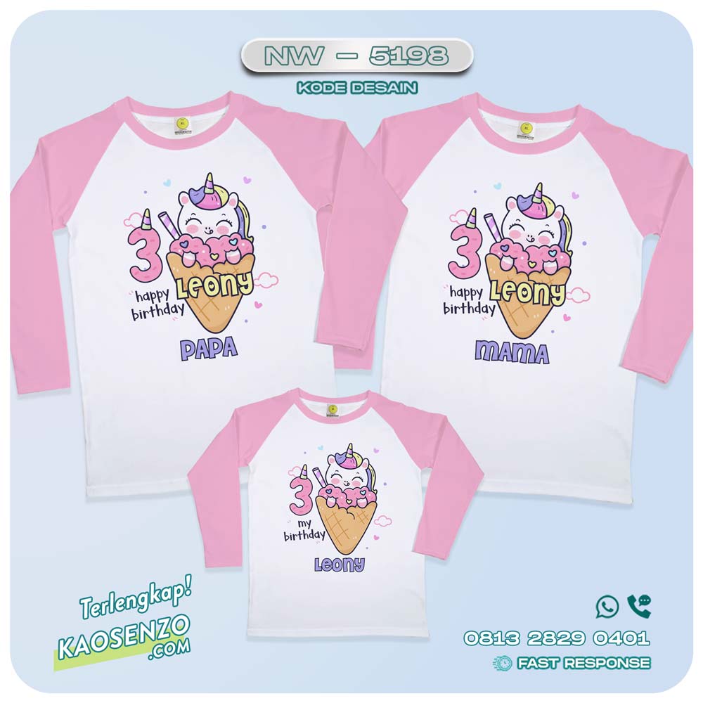 Baju Kaos Couple Keluarga Unicorn | Kaos Ultah Anak | Kaos Family Custom | Kaos Unicorn - NW 5198