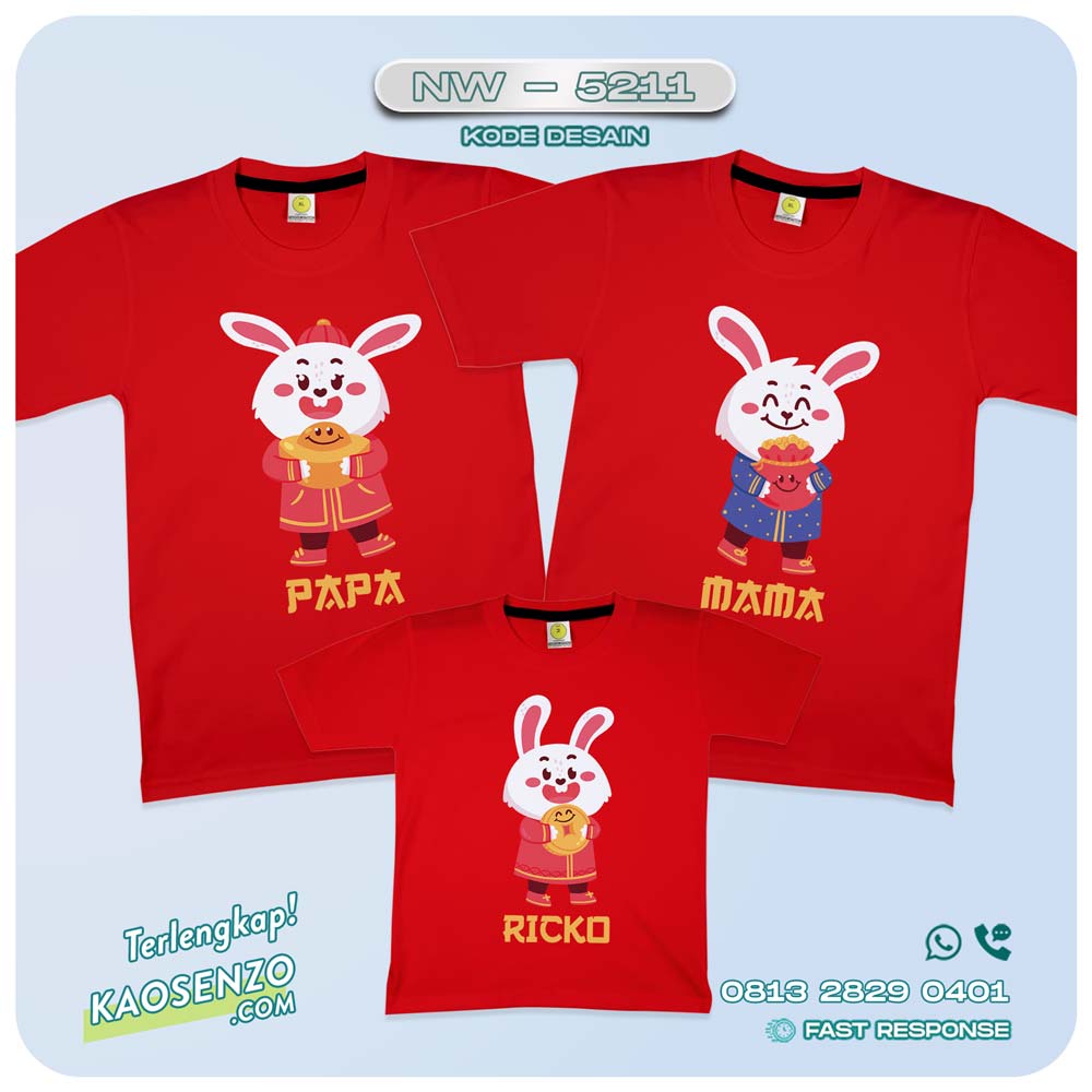 Baju Kaos Couple Keluarga Imlek | Kaos Family Custom Chinese New Year | Kaos Imlek - NW 5211