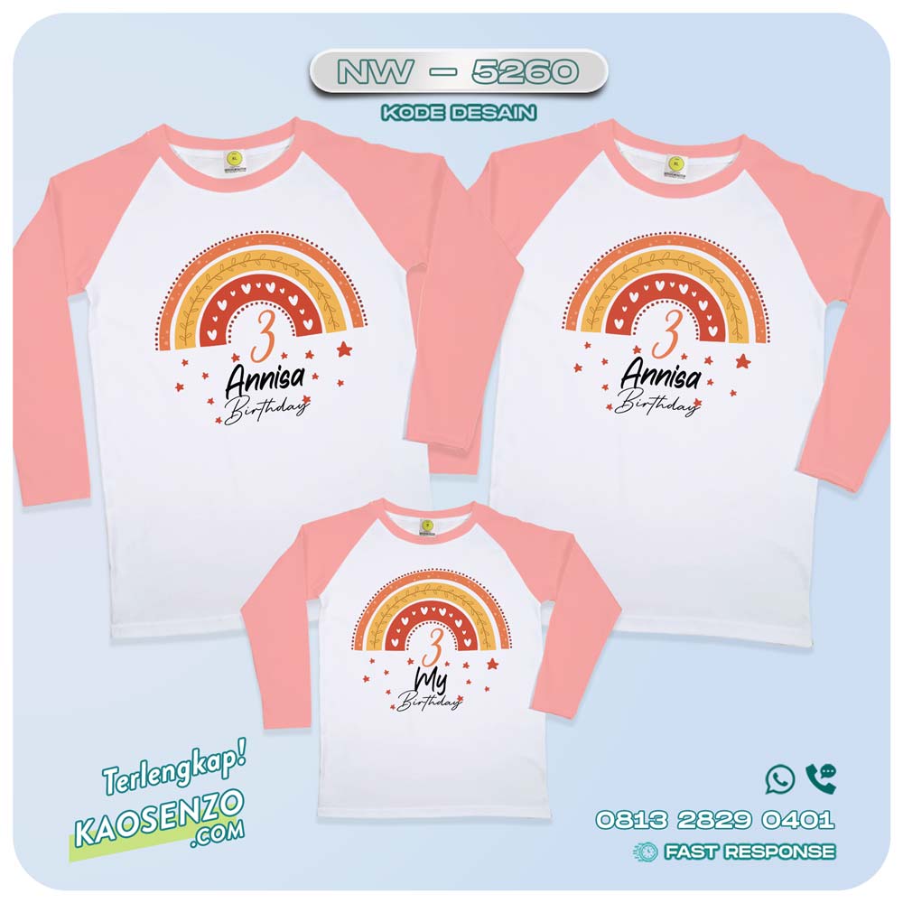 Baju Kaos Couple Keluarga Boho Rainbow| Kaos Ultah Anak Boho Rainbow| Kaos Boho Rainbow - NW 5060