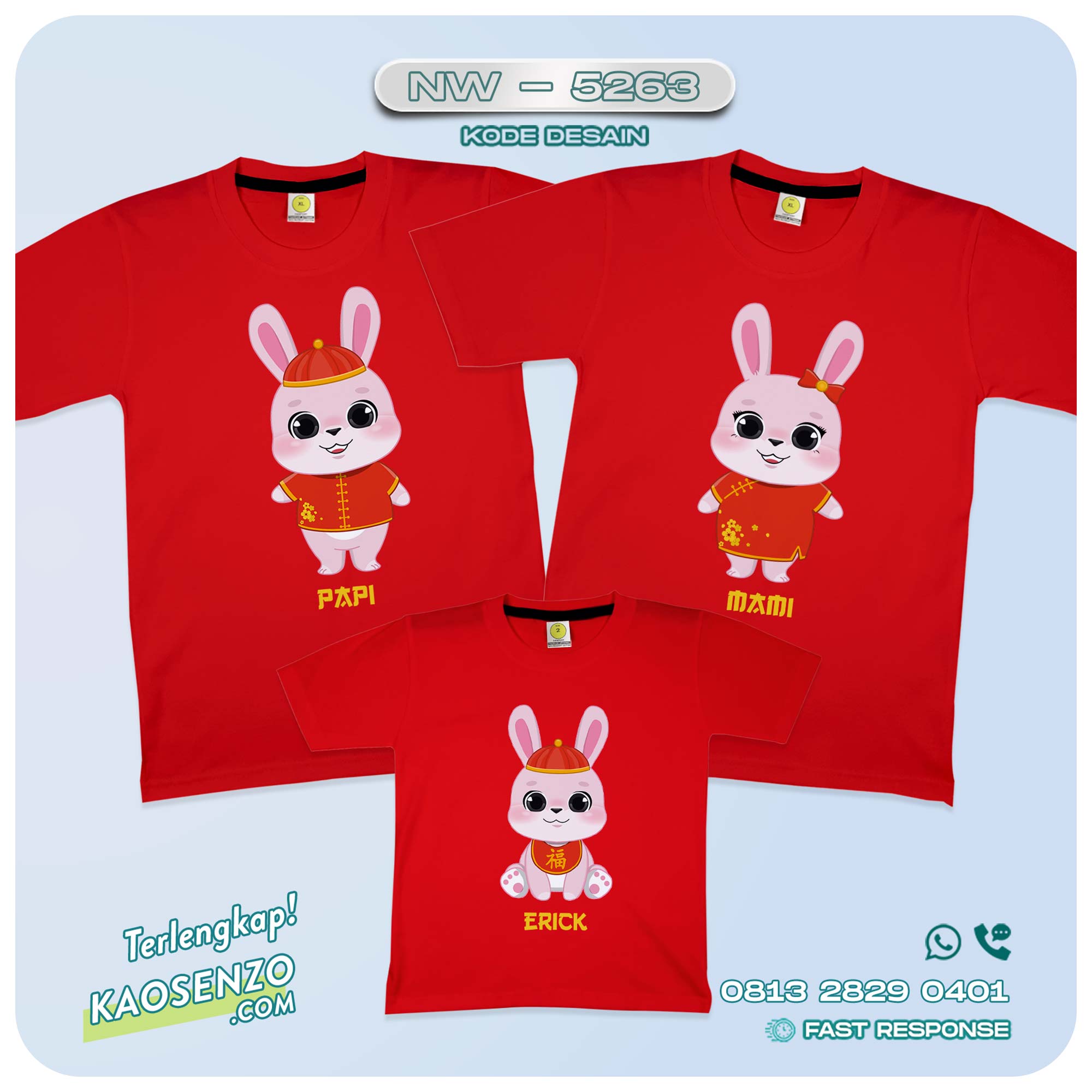 Baju Kaos Couple Keluarga Imlek | Kaos Family Custom Chinese New Year | Kaos Imlek - NW 5263