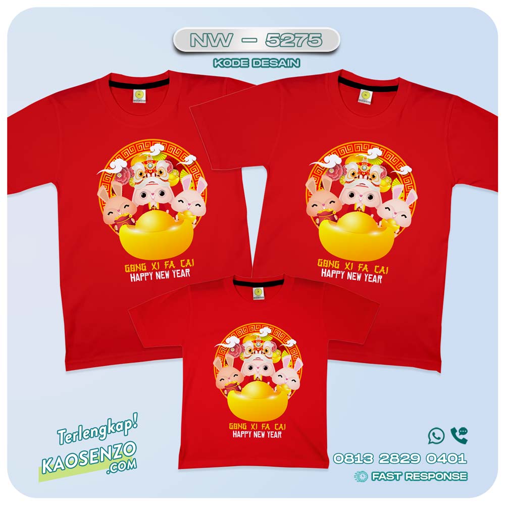 Baju Kaos Couple Keluarga Imlek | Kaos Family Custom Chinese New Year | Kaos Imlek - NW 5275