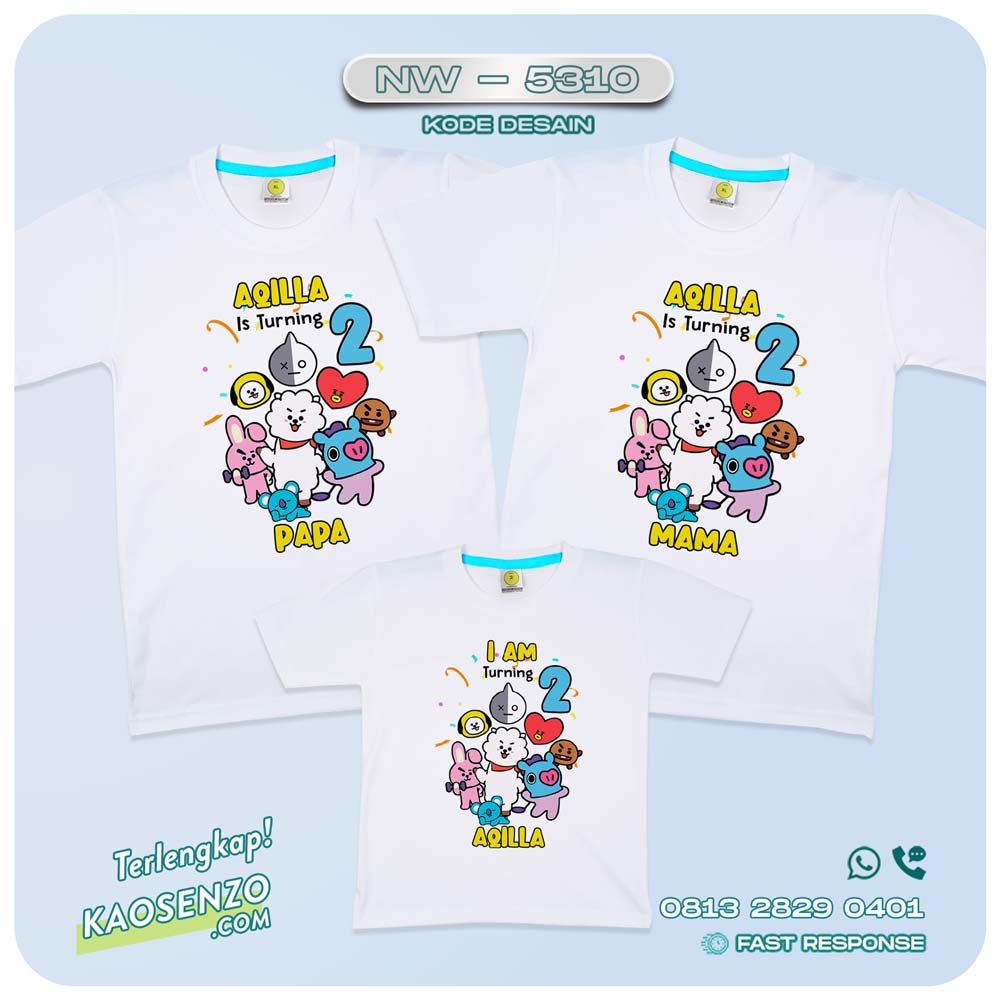 Baju Kaos Couple Keluarga BT21 | Kaos Ultah Anak BT21 | Kaos BT21 - NW 5310