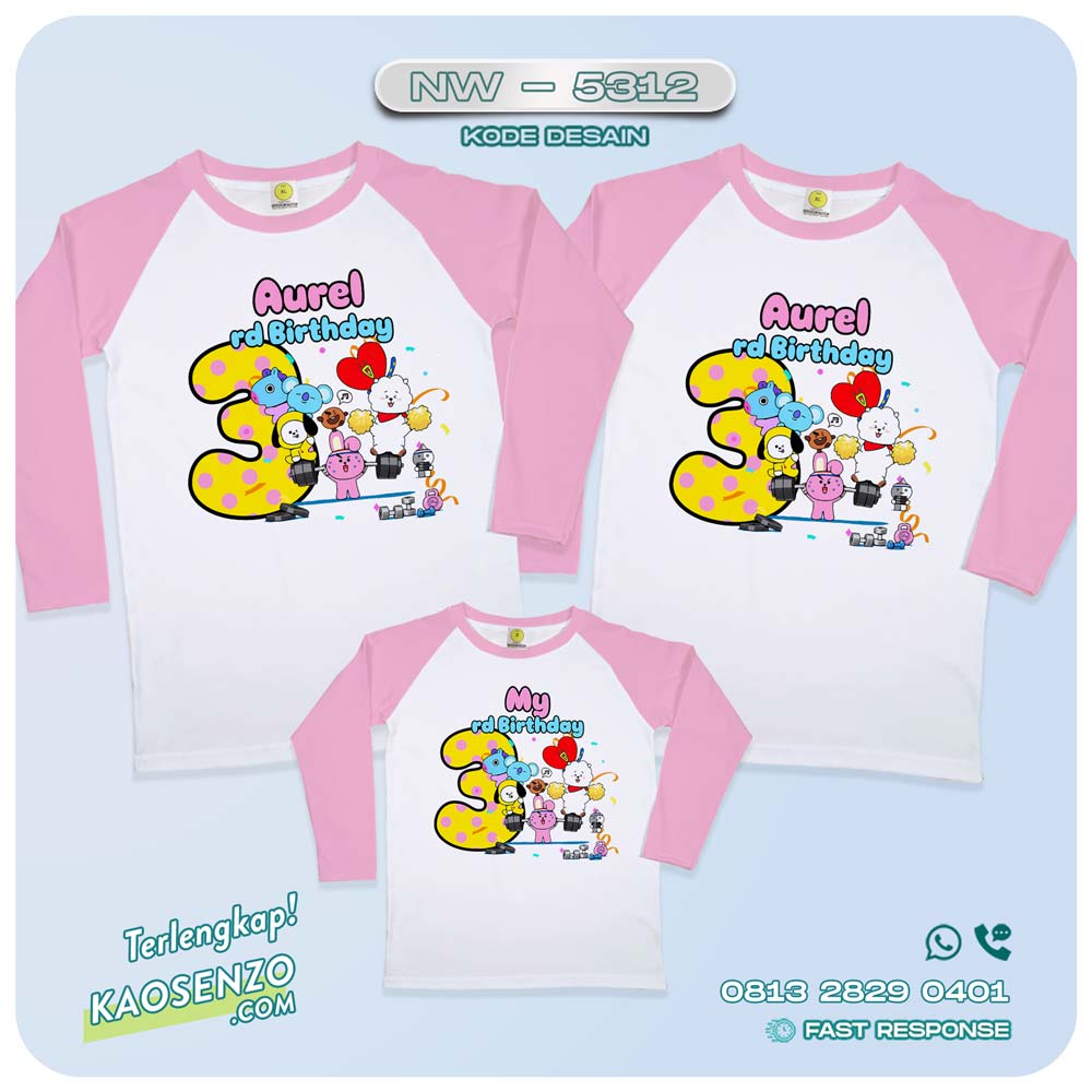 Baju Kaos Couple Keluarga BT21 | Kaos Ultah Anak BT21 | Kaos BT21 - NW 5312