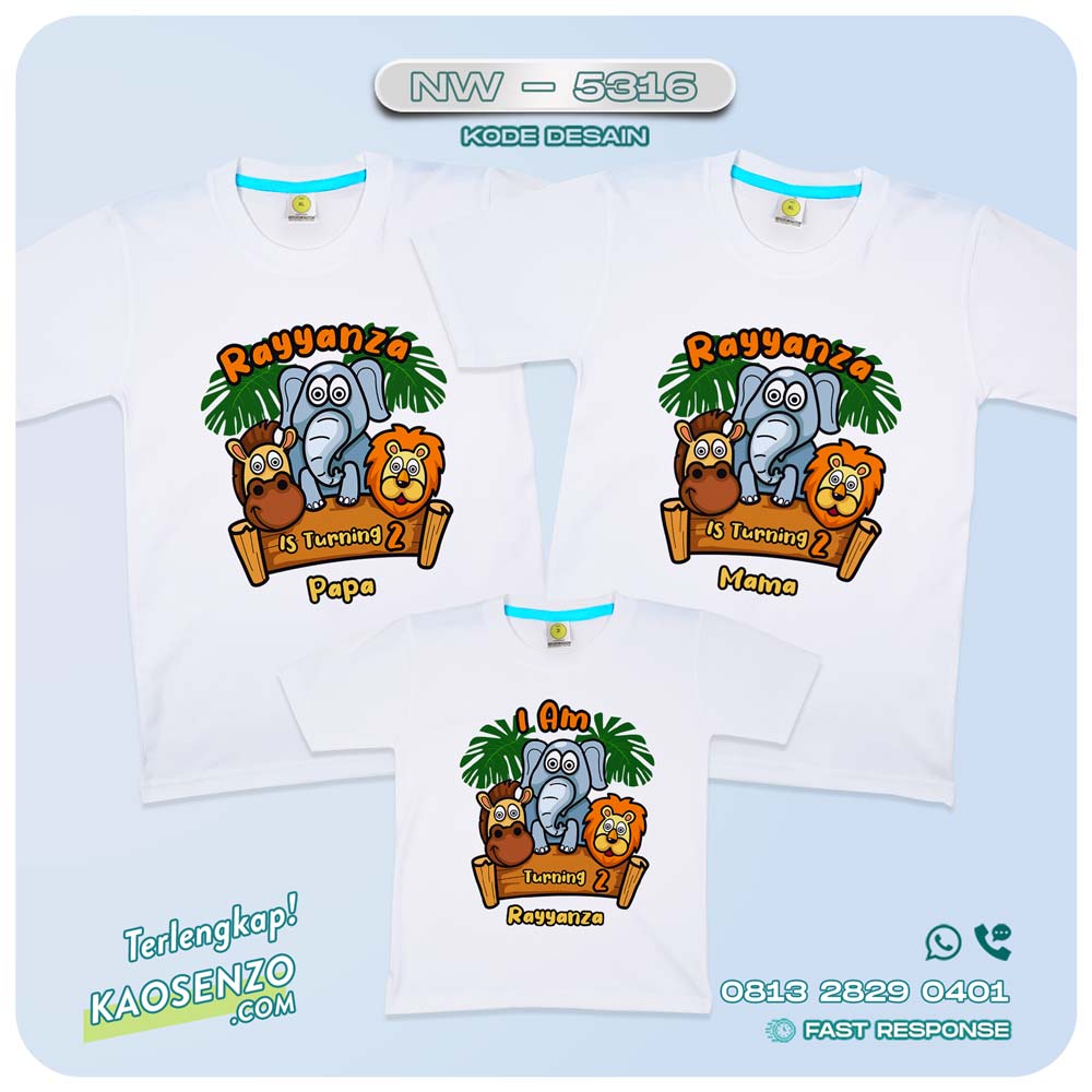 Baju Kaos Couple Keluarga Animal Zoo | Kaos Ultah Anak | Kaos Animal Zoo - NW 5316