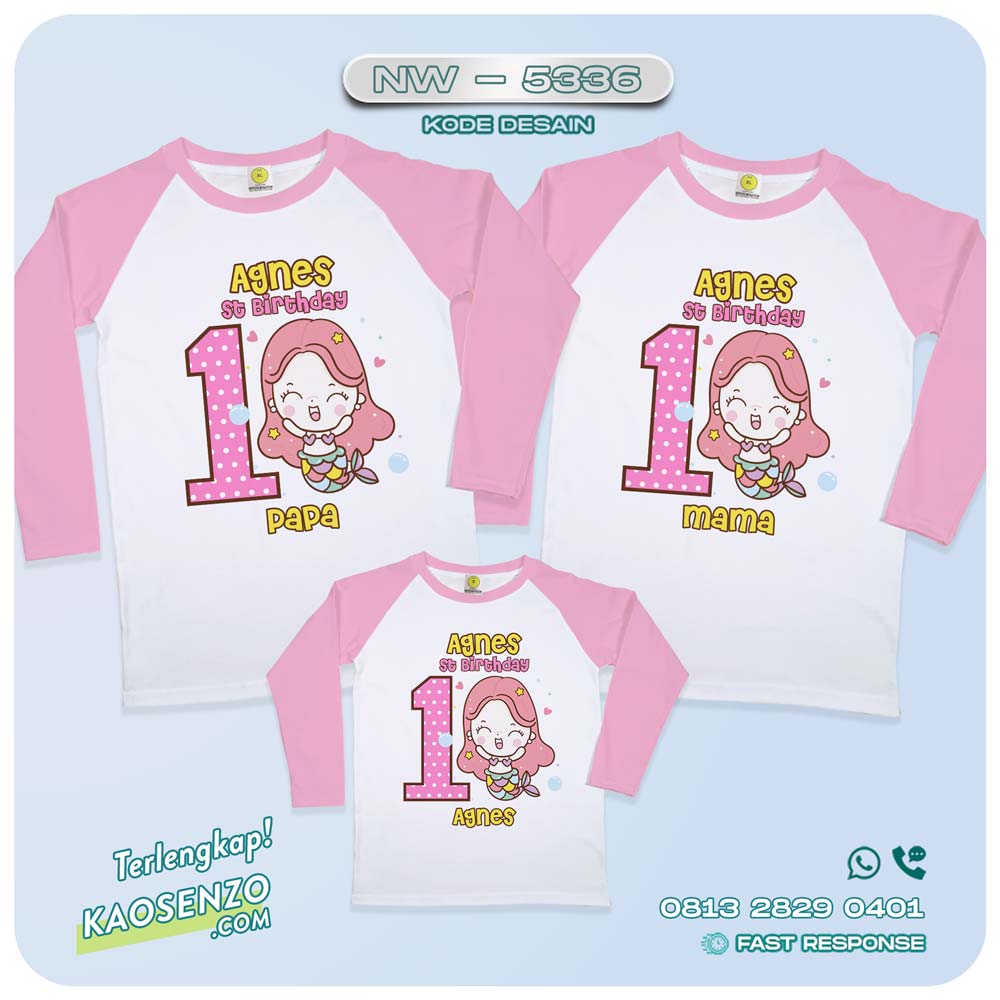 Baju Kaos Couple Keluarga Mermaid | Kaos Ultah Anak Mermaid| Kaos Mermaid - NW 5336