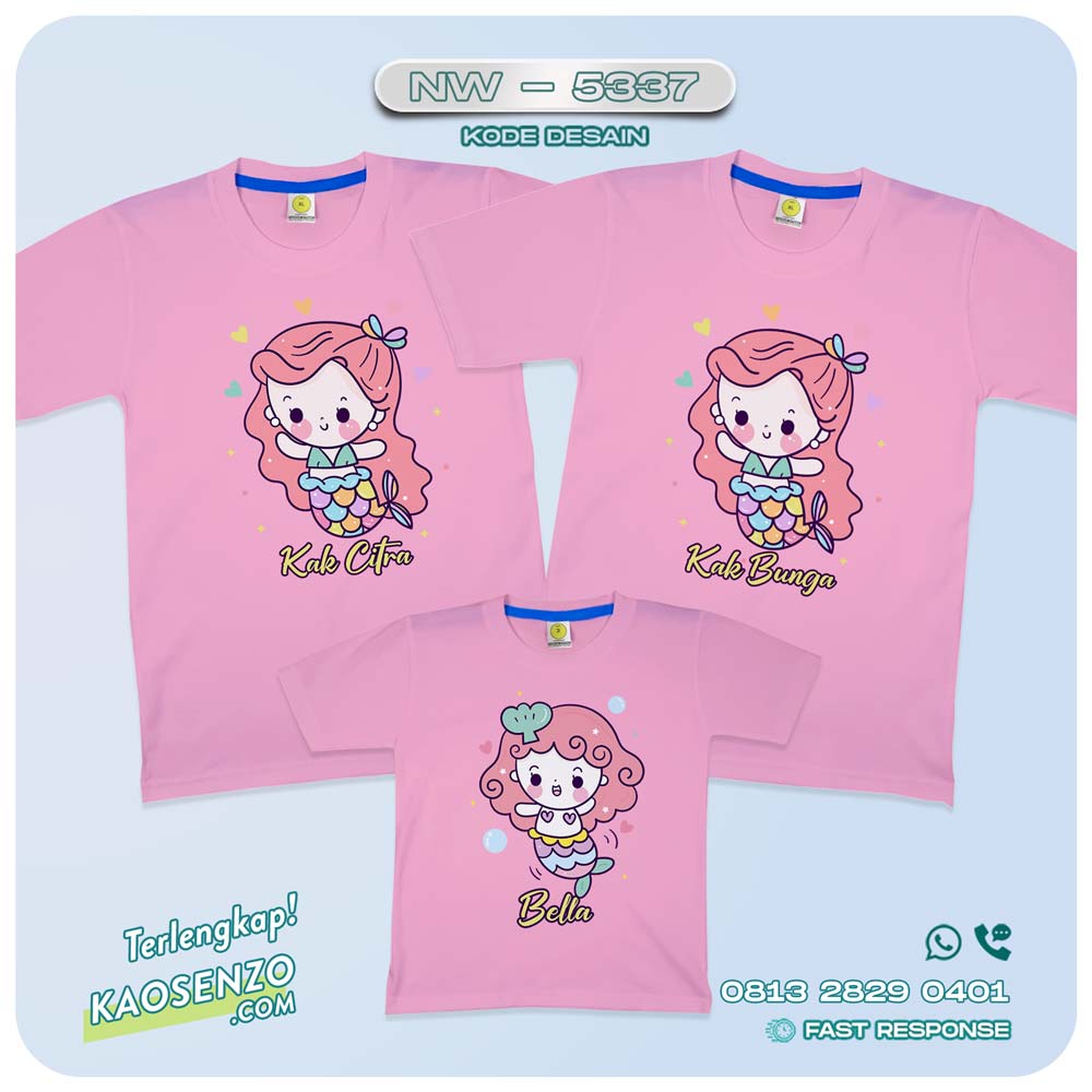 Baju Kaos Couple Keluarga Mermaid | Kaos Family Custom Mermaid | Kaos Mermaid - NW 5337