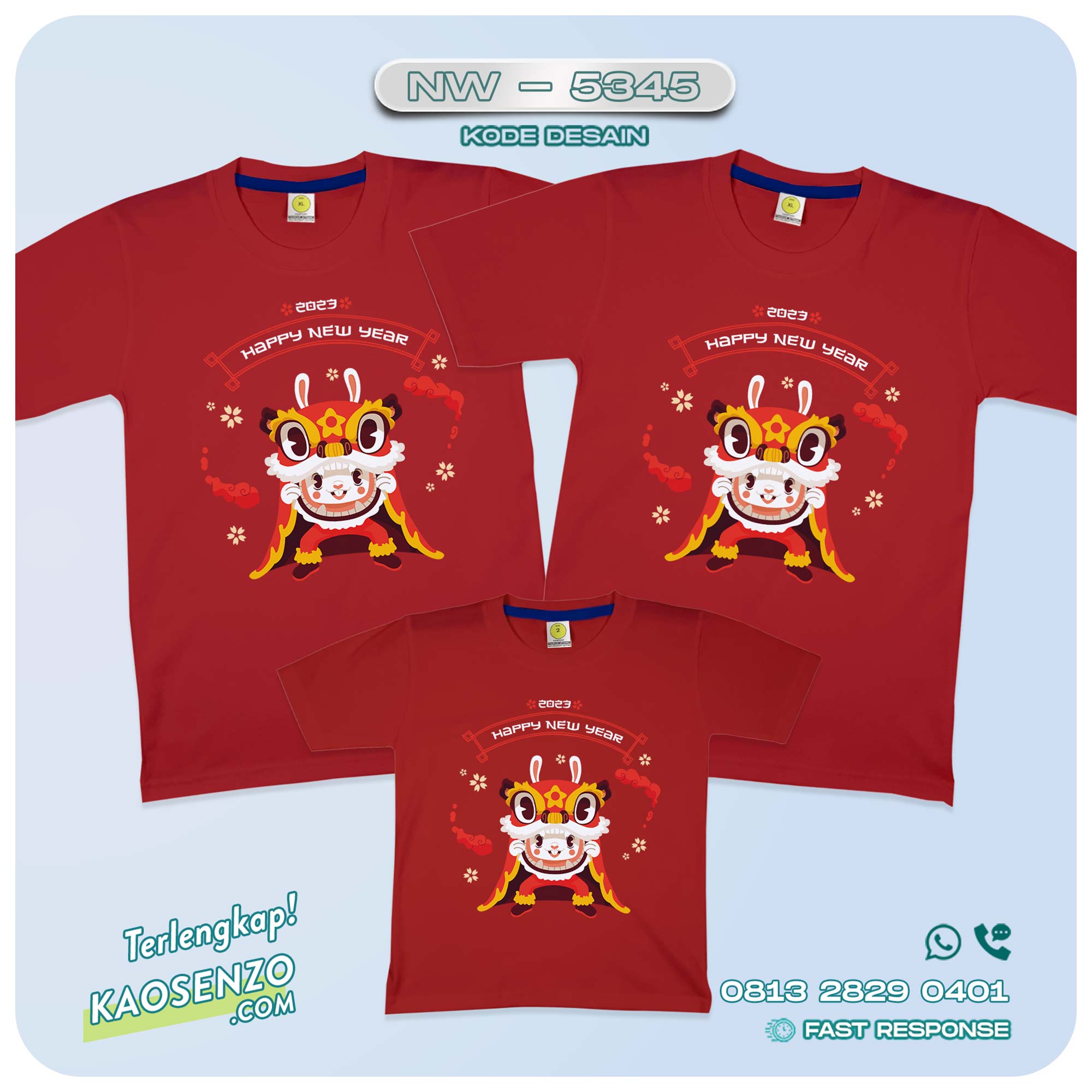 Baju Kaos Couple Keluarga Imlek | Kaos Family Custom Chinese New Year | Kaos Imlek - NW 5345