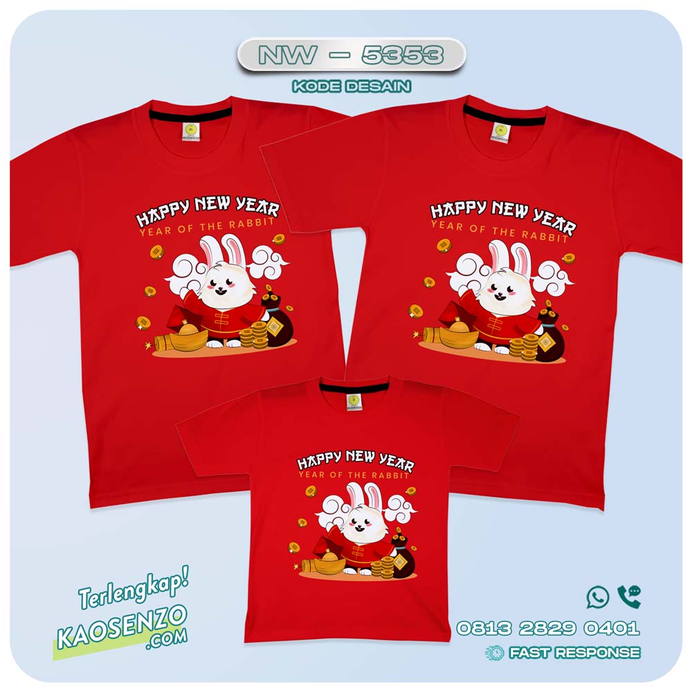 Baju Kaos Couple Keluarga Imlek | Kaos Family Custom Chinese New Year | Kaos Imlek - NW 5353