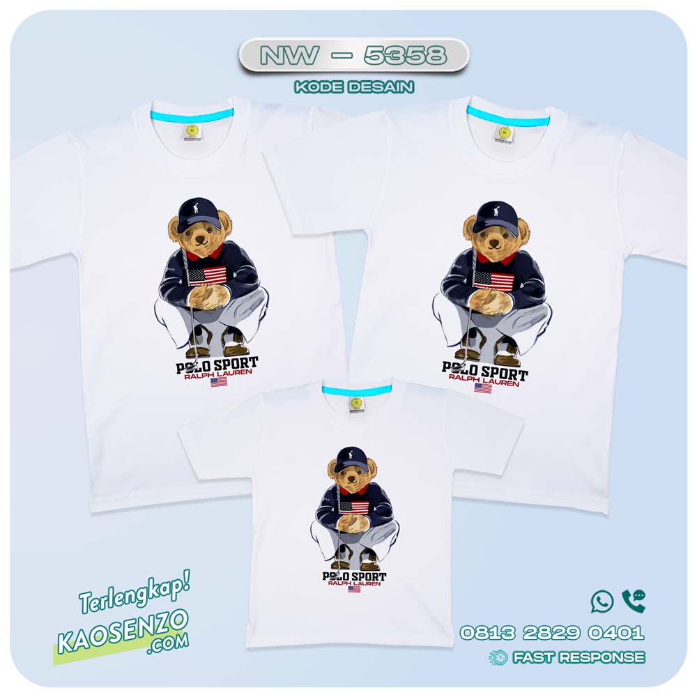 Baju Kaos Couple Keluarga Bear | Kaos Family Custom Bear | Kaos Beruang - NW 5358