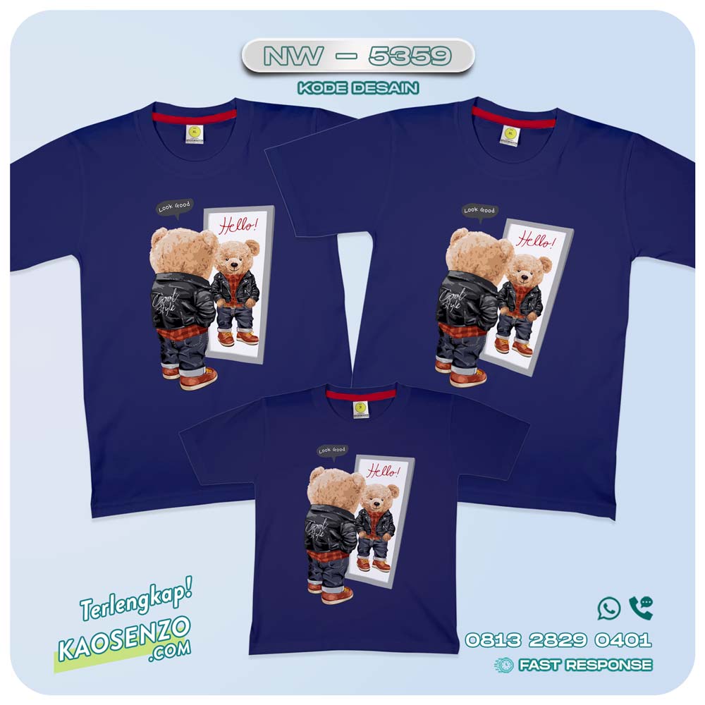 Baju Kaos Couple Keluarga Bear | Kaos Family Custom Bear | Kaos Beruang - NW 5359