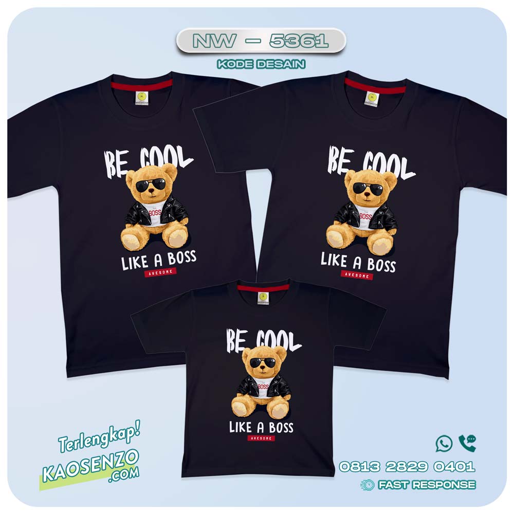 Baju Kaos Couple Keluarga Bear | Kaos Family Custom Bear | Kaos Beruang - NW 5361