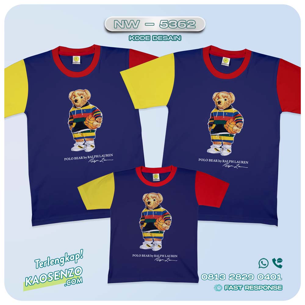 Baju Kaos Couple Keluarga Bear | Kaos Family Custom Bear | Kaos Beruang - NW 5362