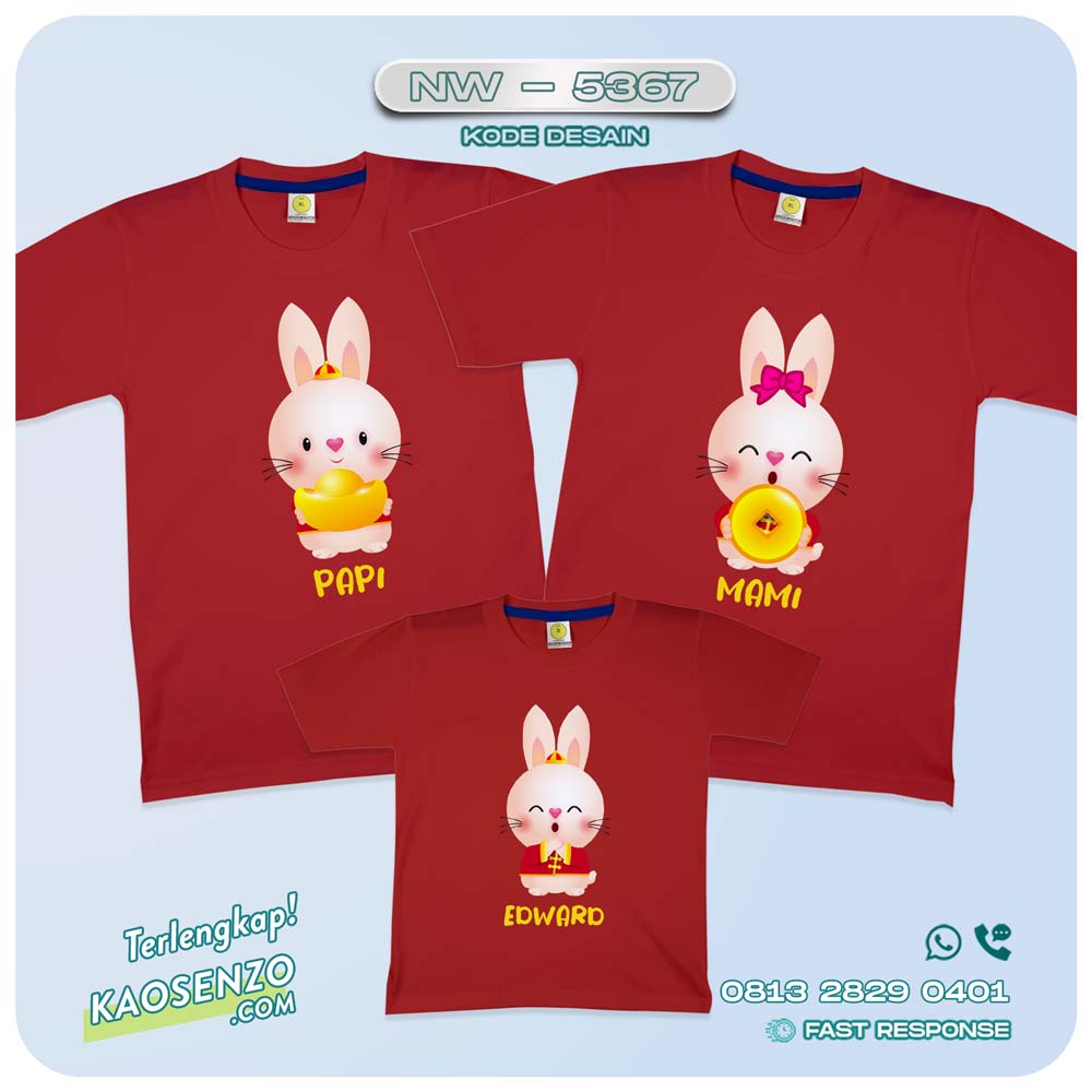 Baju Kaos Couple Keluarga Imlek | Kaos Family Custom Chinese New Year | Kaos Imlek - NW 5367