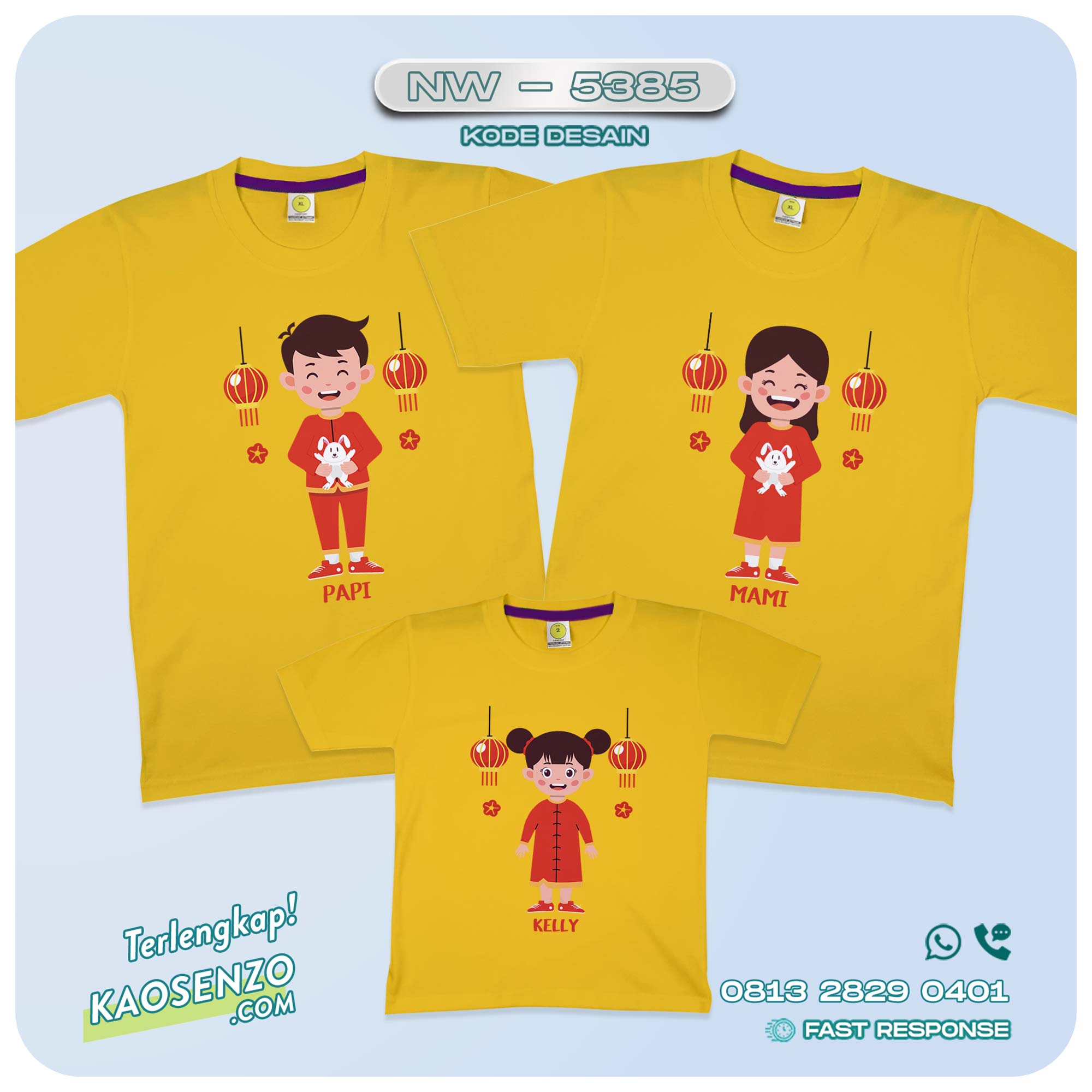 Baju Kaos Couple Keluarga Imlek | Kaos Family Custom Chinese New Year | Kaos Imlek - NW 5385