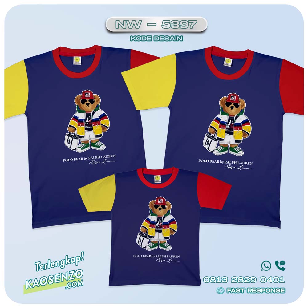 Baju Kaos Couple Keluarga Bear | Kaos Family Custom Bear | Kaos Beruang - NW 5397