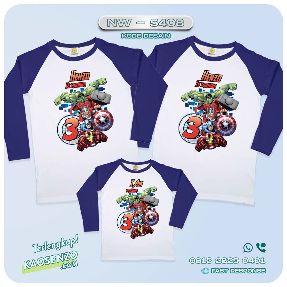 Baju Kaos Couple Keluarga Avengers | Kaos Ultah Anak | Kaos Avengers NW 5408