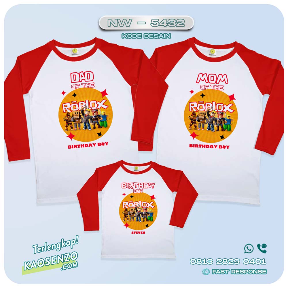 Baju Kaos Couple Keluarga Roblox | Kaos Ultah Anak | Kaos Roblox - NW 5432