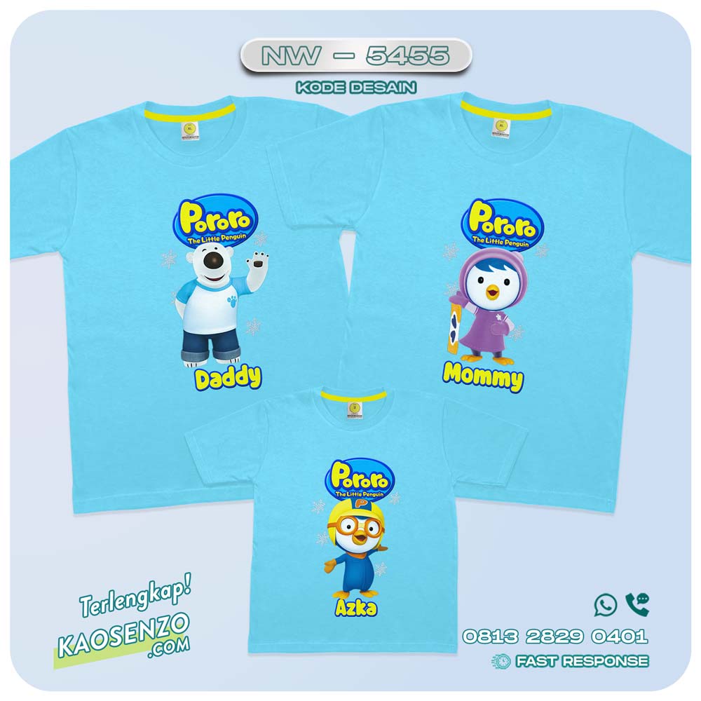 Baju Kaos Couple Keluarga Pororo | Kaos Family Custom Pororo | Kaos Pororo - NW 5455