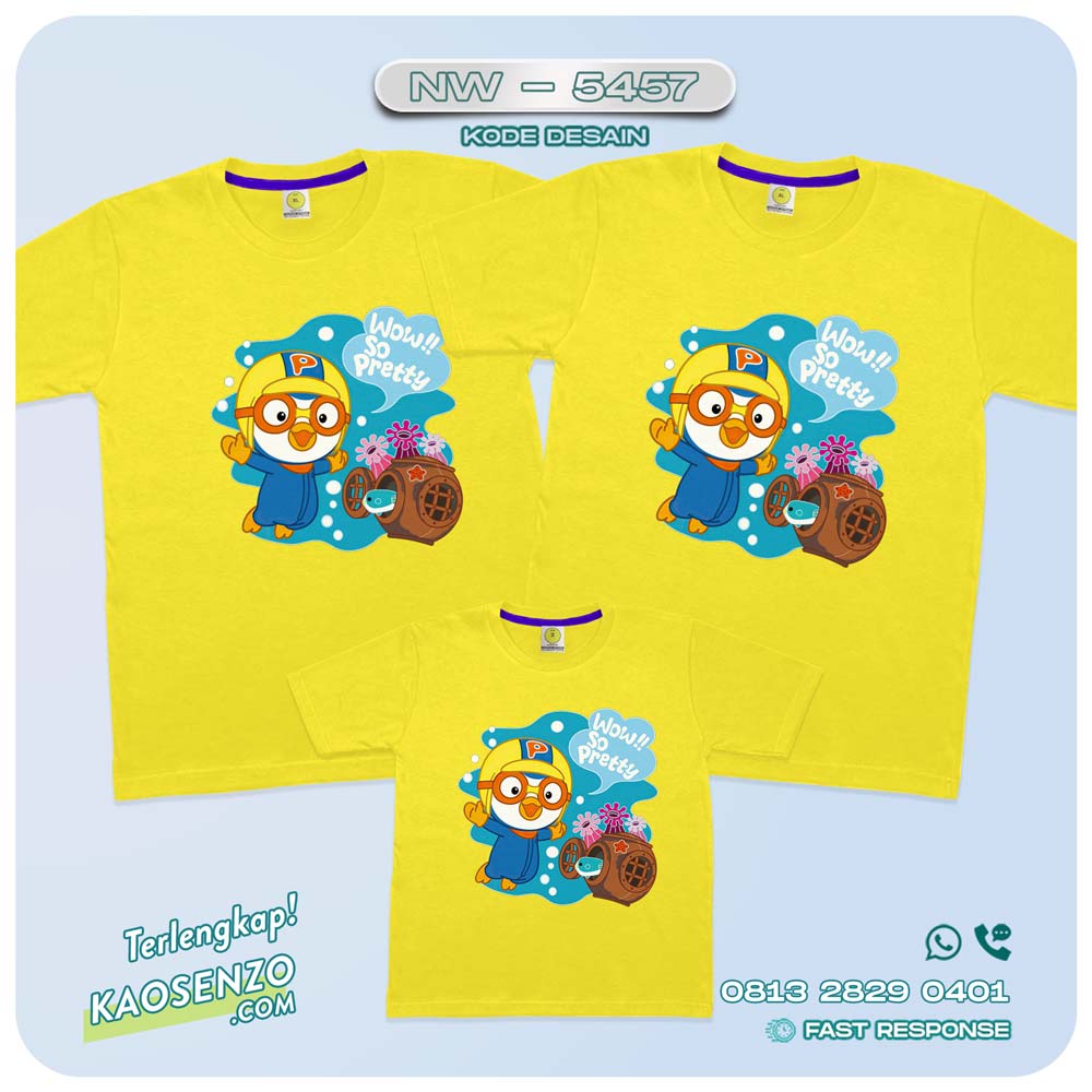 Baju Kaos Couple Keluarga Pororo | Kaos Family Custom Pororo | Kaos Pororo - NW 5457