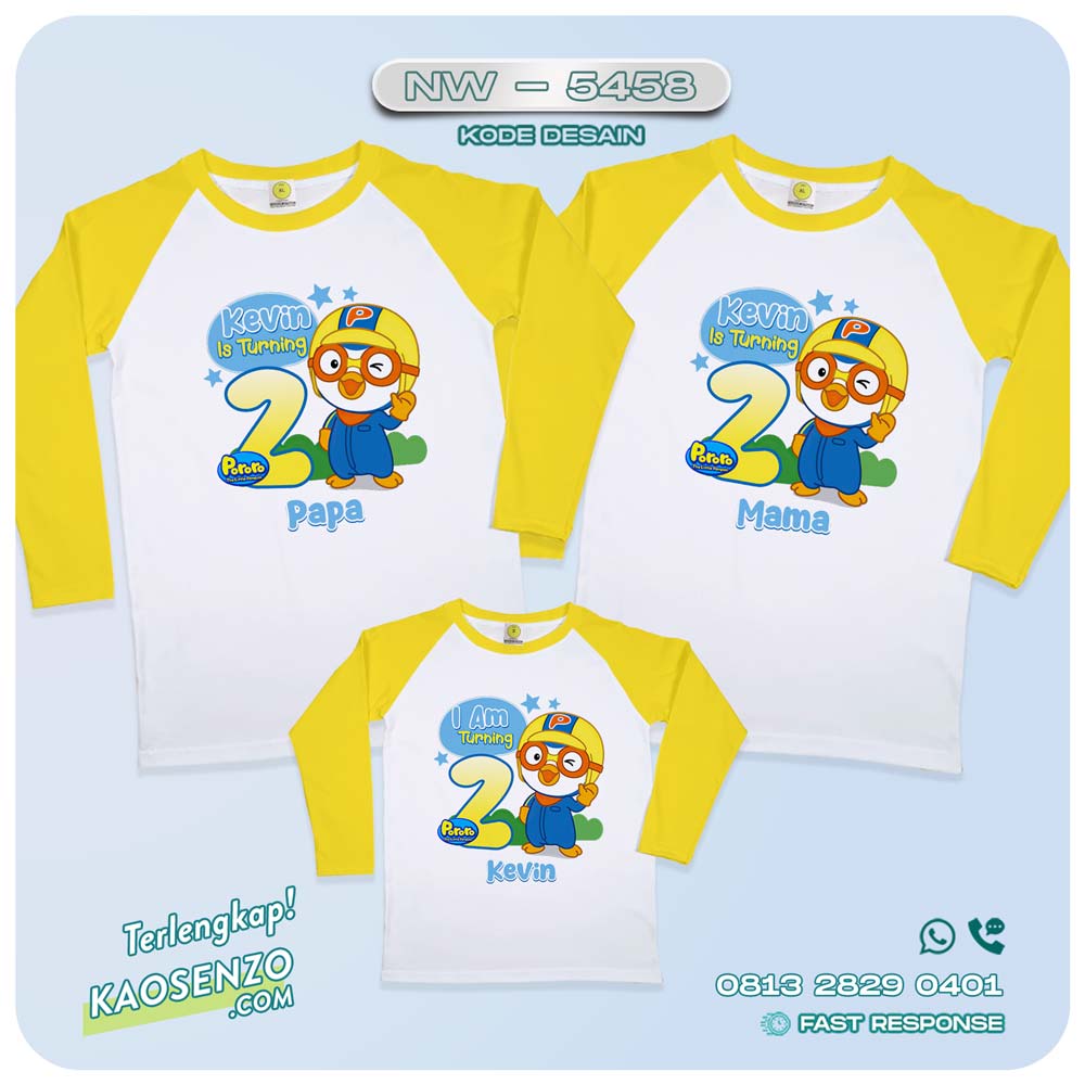 Baju Kaos Couple Keluarga Pororo | Kaos Ultah Anak Pororo | Kaos Pororo - NW 5458