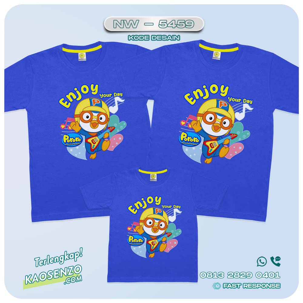 Baju Kaos Couple Keluarga Pororo | Kaos Family Custom Pororo | Kaos Pororo - NW 5459