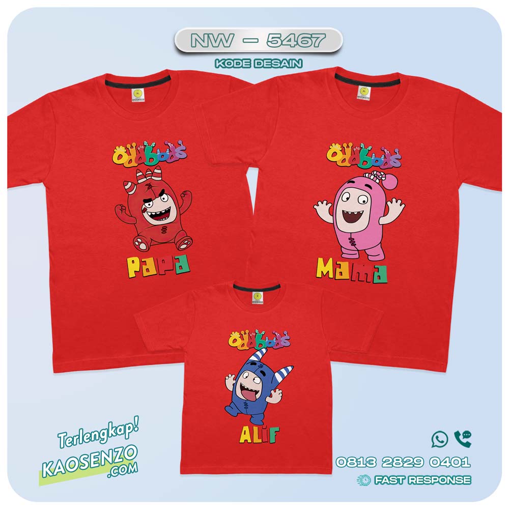 Baju Kaos Couple Keluarga Oddbods | Kaos Family Custom | Kaos Oddbods - NW 5467