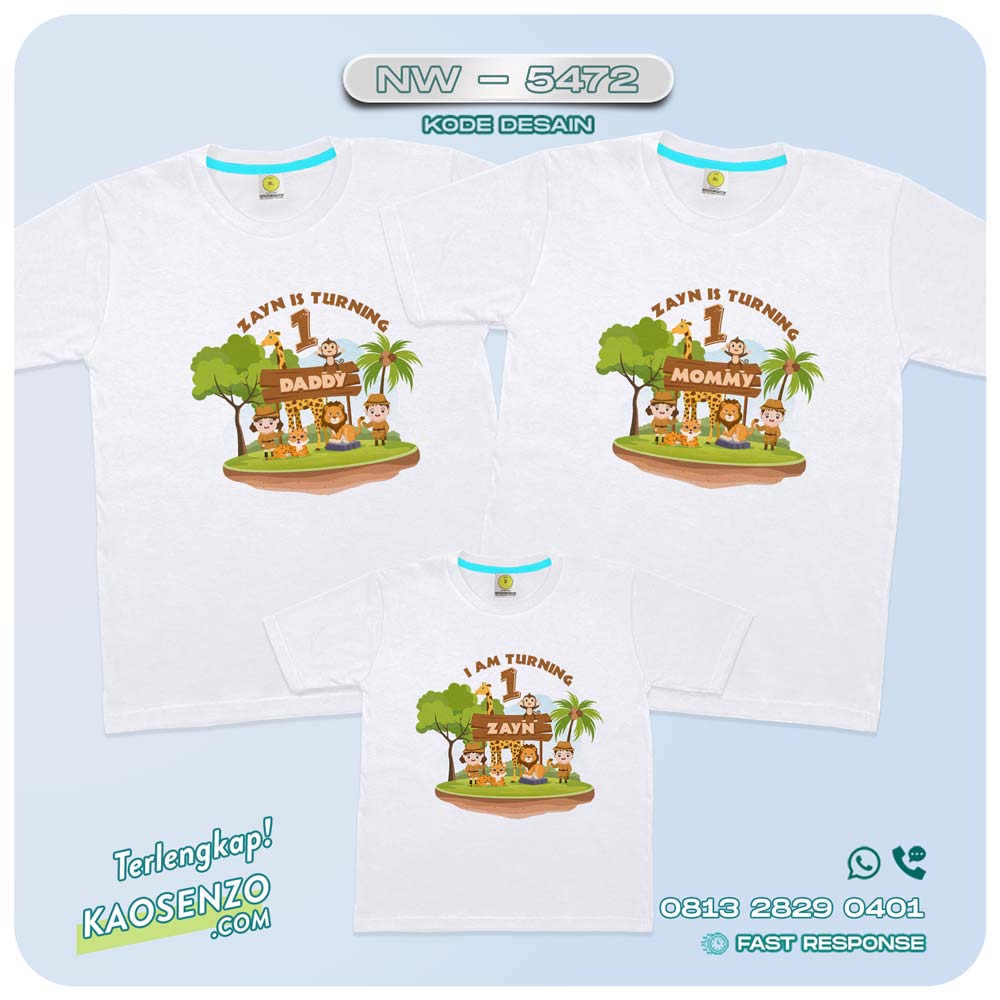 Baju Kaos Couple Keluarga Animal Zoo | Kaos Ultah Anak | Kaos Animal Zoo - NW 5472