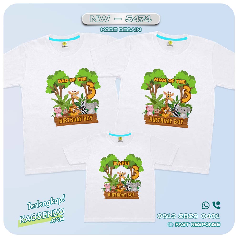 Baju Kaos Couple Keluarga Animal Zoo | Kaos Ultah Anak | Kaos Animal Zoo - NW 5474