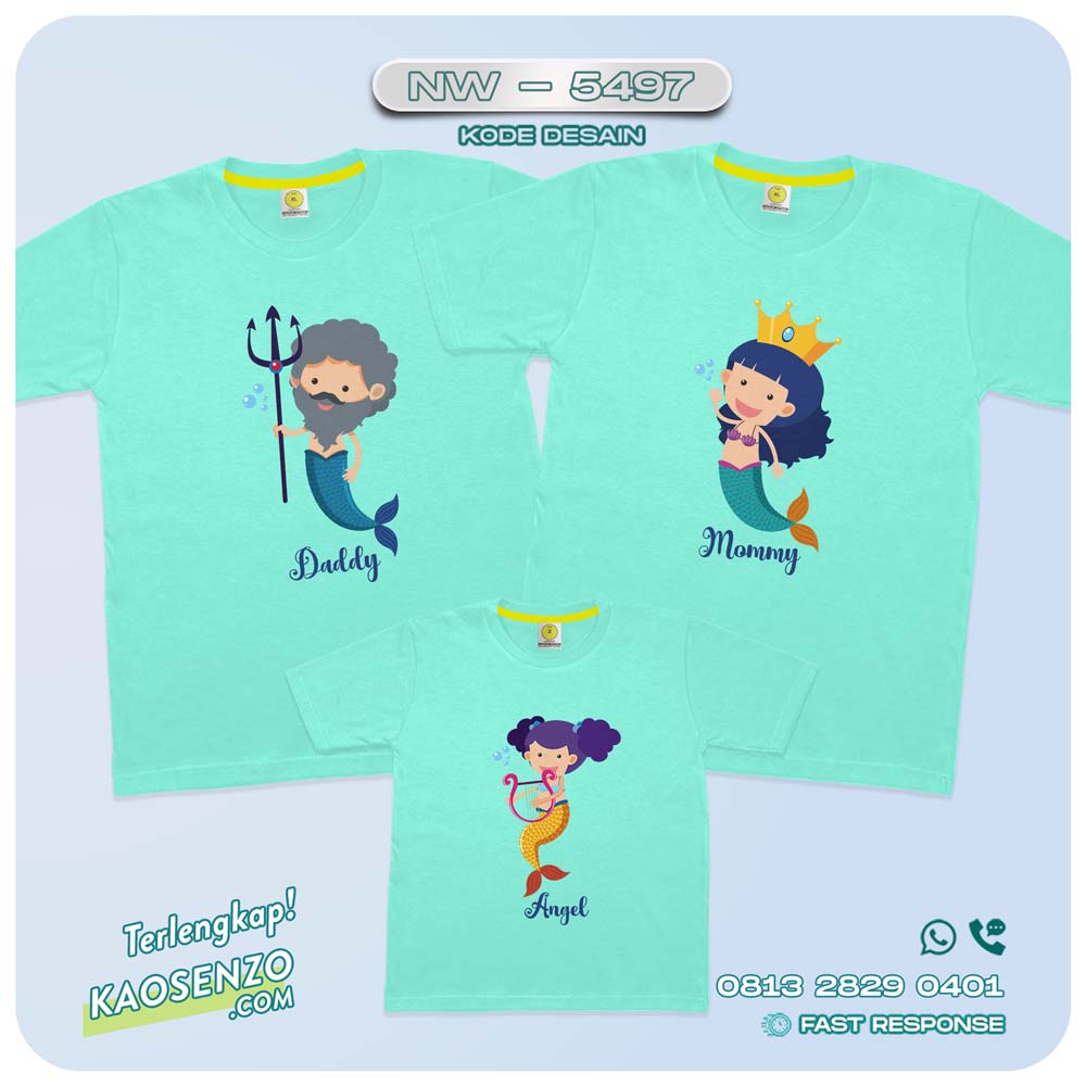 Baju Kaos Couple Keluarga Mermaid | Kaos Family Custom Mermaid | Kaos Mermaid - NW 5497