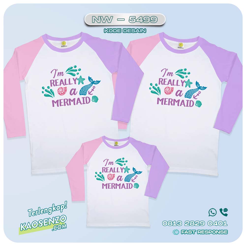 Baju Kaos Couple Keluarga Mermaid | Kaos Ultah Anak Mermaid | Kaos Mermaid - NW 5449