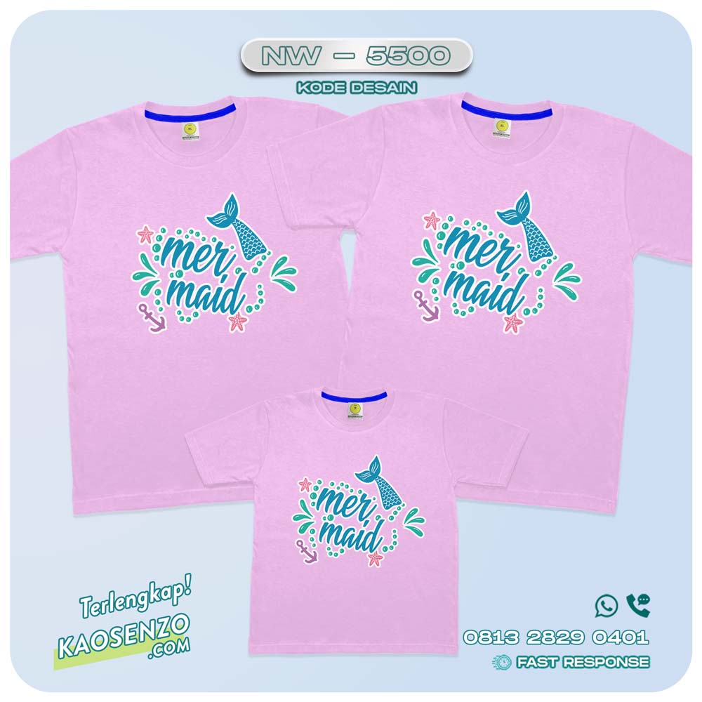 Baju Kaos Couple Keluarga Mermaid | Kaos Family Custom Mermaid | Kaos Mermaid - NW 5500