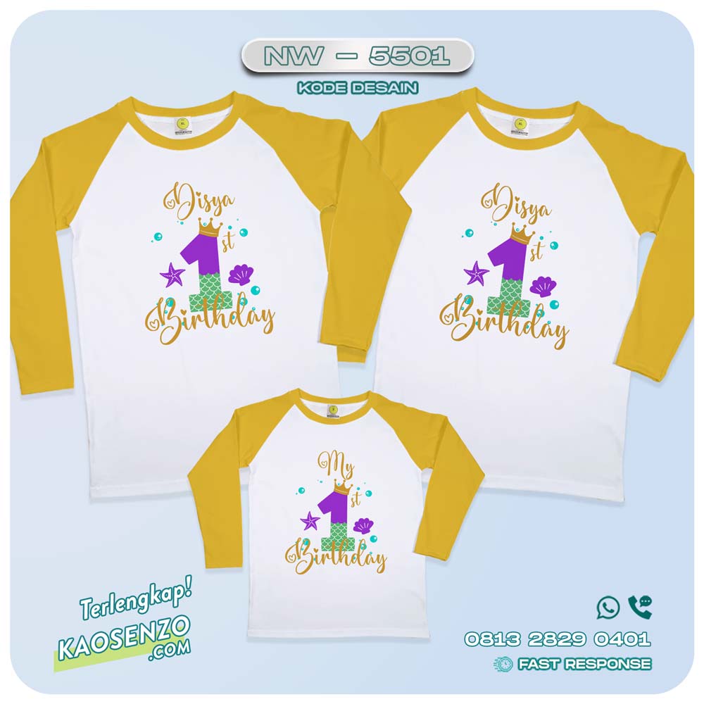 Baju Kaos Couple Keluarga Mermaid | Kaos Ultah Anak Mermaid | Kaos Mermaid - NW 5501