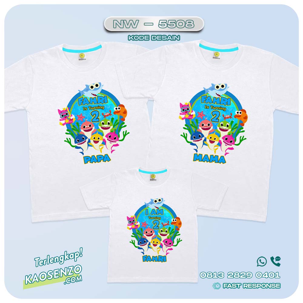 Baju Kaos Couple Keluarga Baby Shark | Kaos Family Custom | Kaos Baby Shark - NW 5508