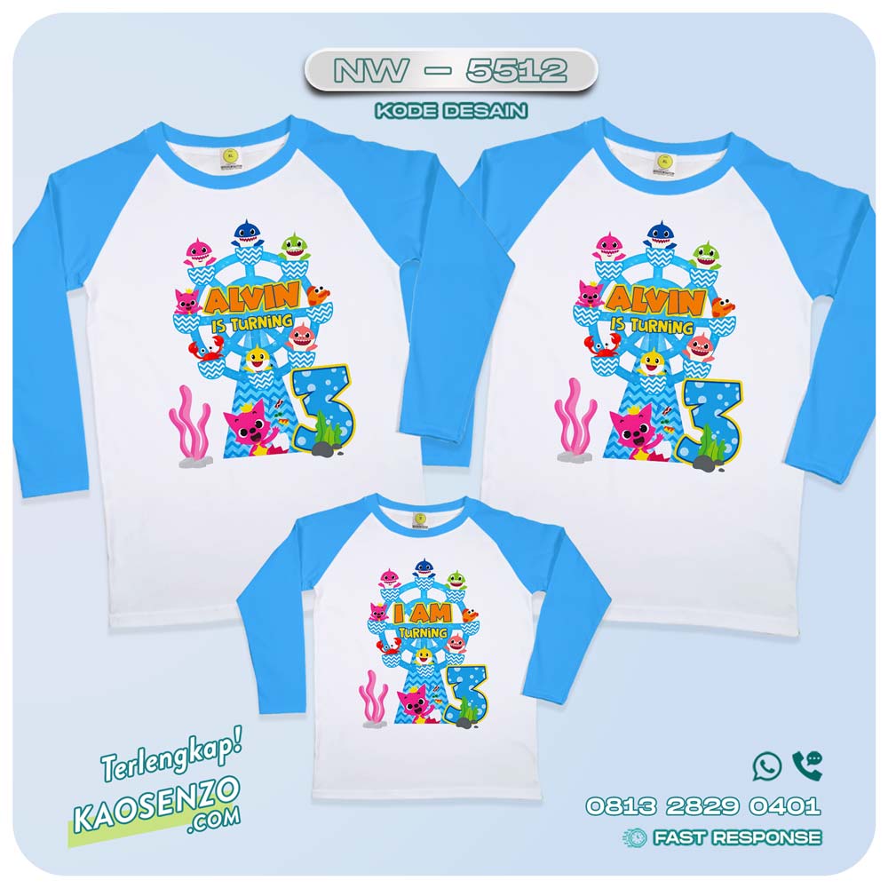 Baju Kaos Couple Keluarga Baby Shark | Kaos Family Custom | Kaos Baby Shark - NW 5512