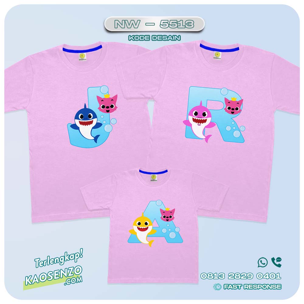 Kaos Couple Keluarga Baby Shark | Kaos Ulang Tahun Anak | Kaos Baby Shark - NW 5513