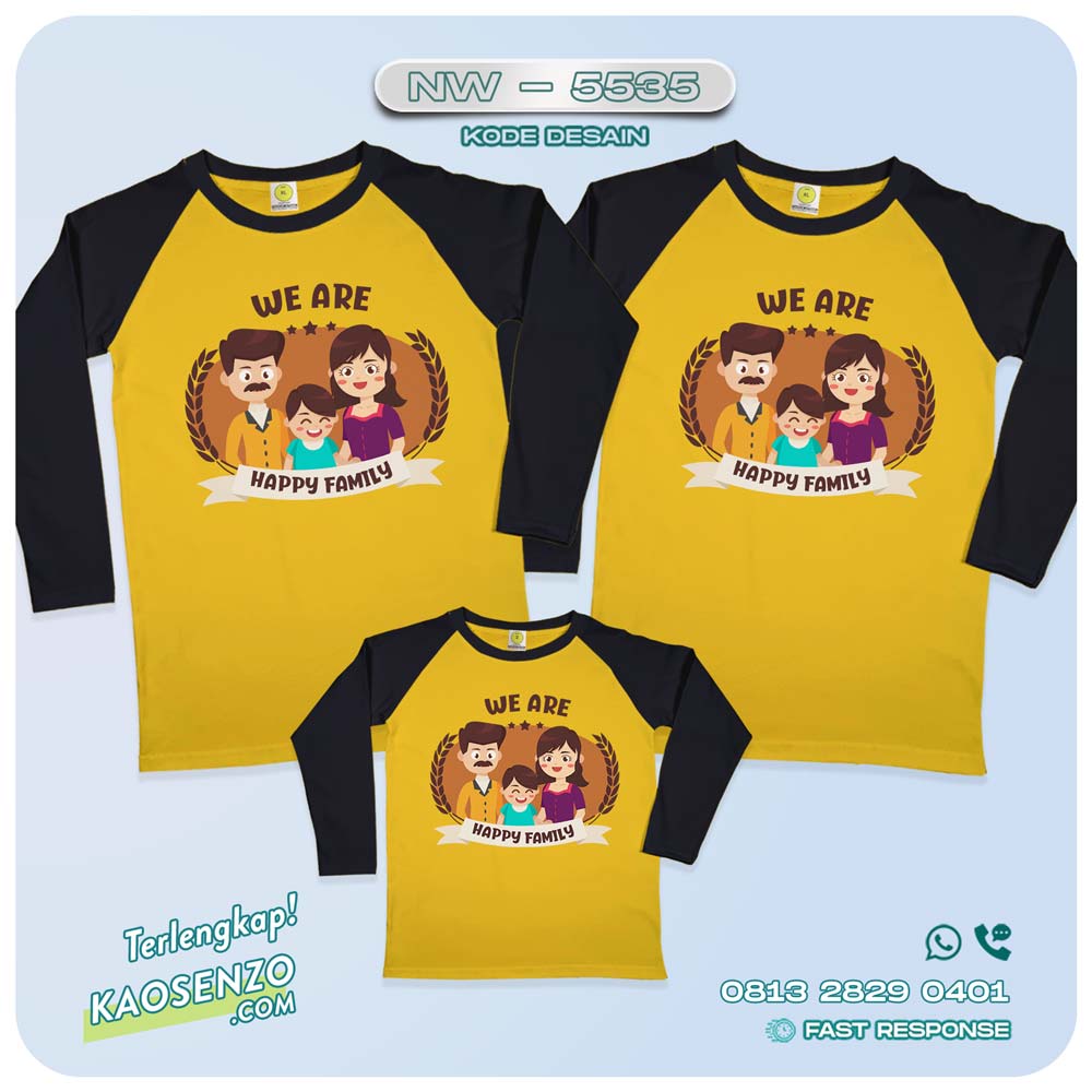 Baju Kaos Couple Keluarga Happy Family | Kaos Ultah Anak | Kaos Family Custom | Kaos Motif Happy Family - NW - 5535