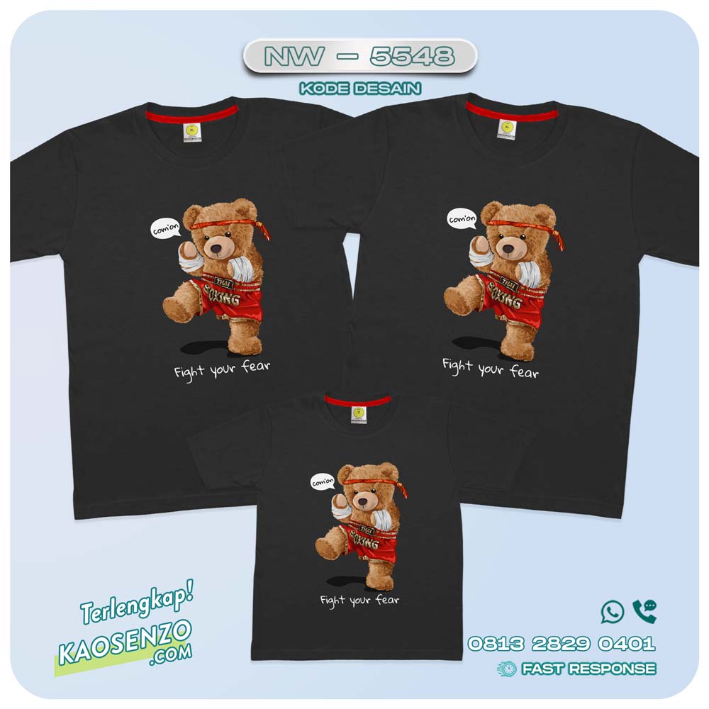 Baju Kaos Couple Keluarga Bear | Kaos Family Custom Bear | Kaos Beruang - NW 5548