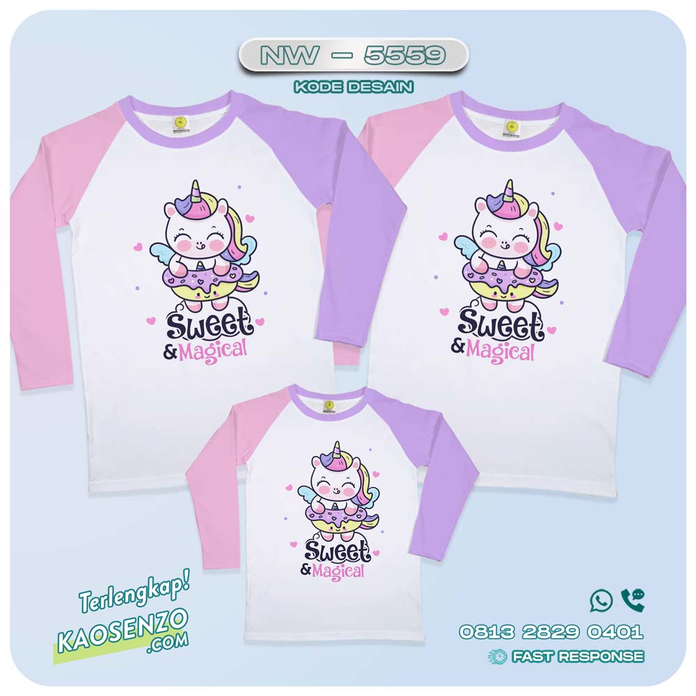 Baju Kaos Couple Keluarga Unicorn | Kaos Ultah Anak | Kaos Family Custom | Kaos Unicorn - NW 5559