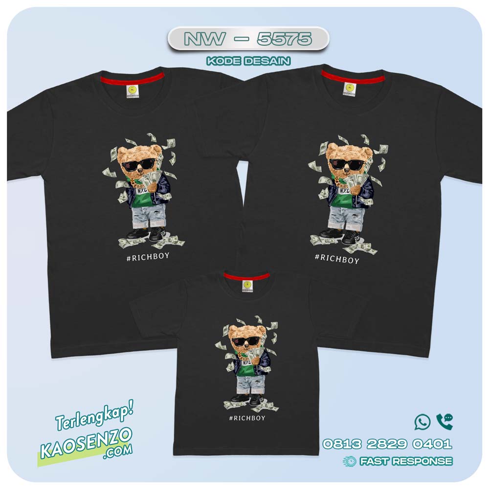 Baju Kaos Couple Keluarga Bear | Kaos Family Custom Bear | Kaos Beruang - NW 5575