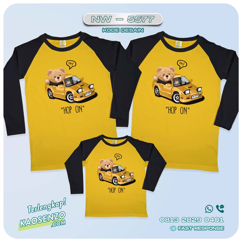 Baju Kaos Couple Keluarga Bear | Kaos Family Custom Bear | Kaos Beruang - NW 5577