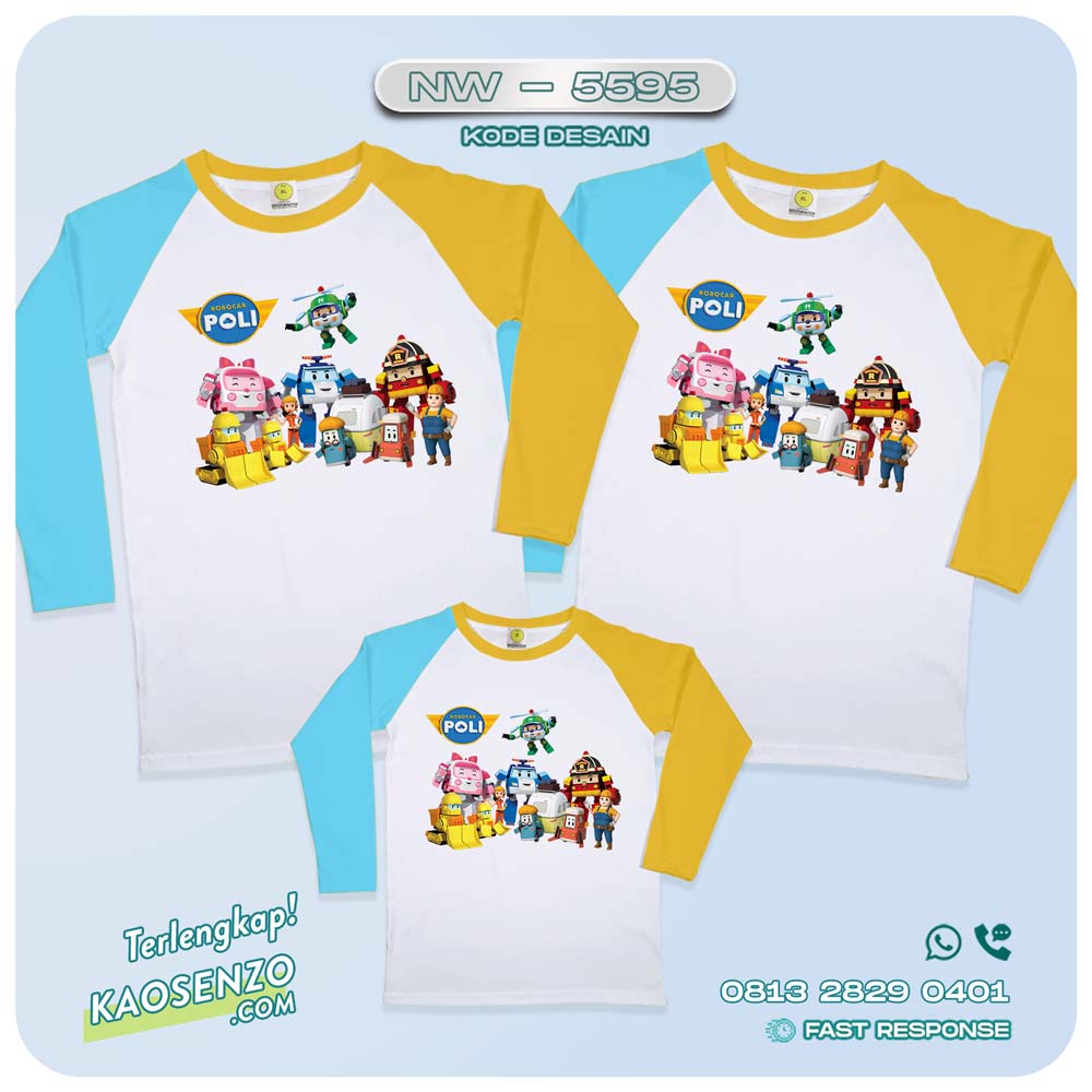 Kaos Couple Keluarga | Kaos Ultah Anak | Kaos Family Custom | Kaos Motif Robocar Poli - NW - 5595