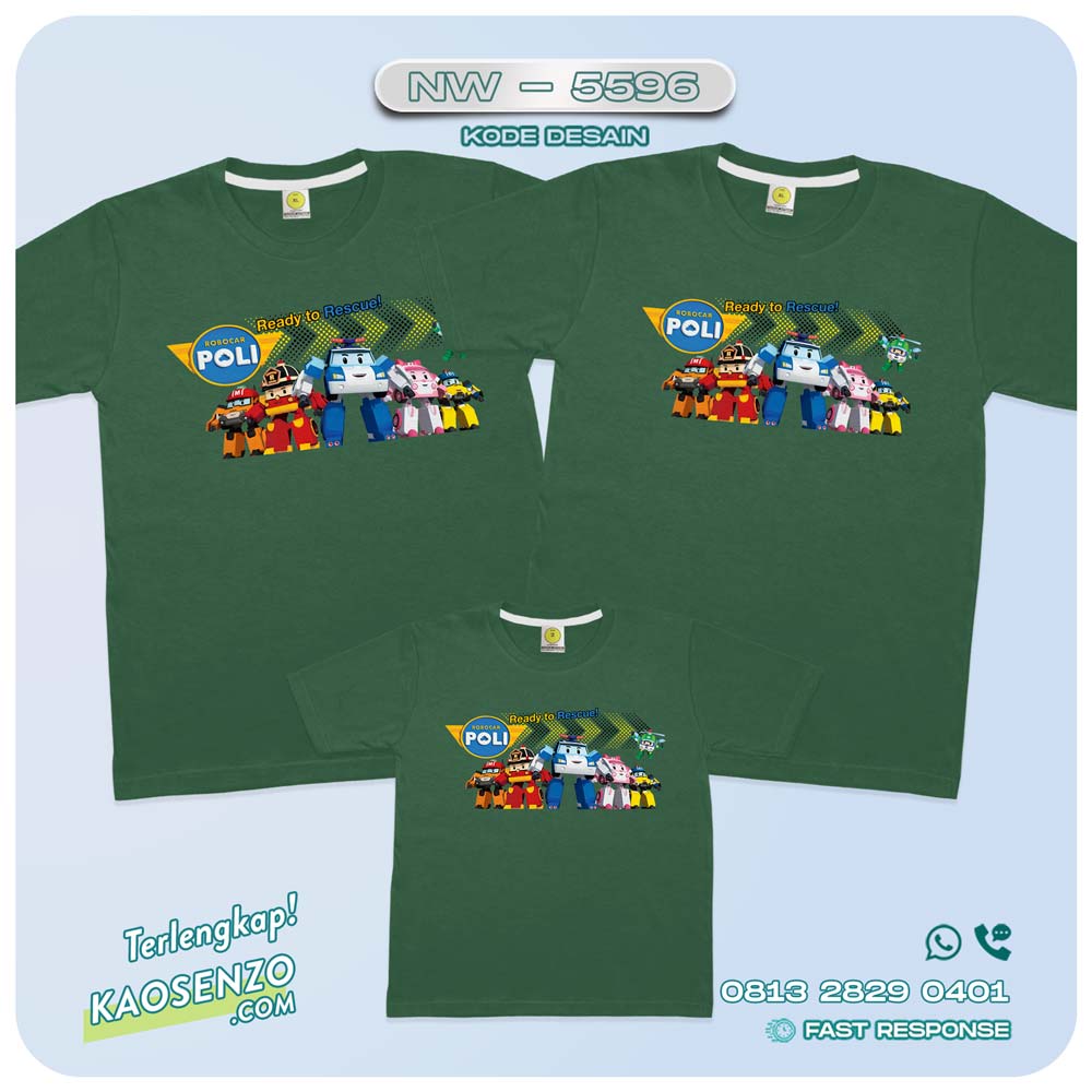 Kaos Couple Keluarga | Kaos Ultah Anak | Kaos Family Custom | Kaos Motif Robocar Poli - NW - 5596