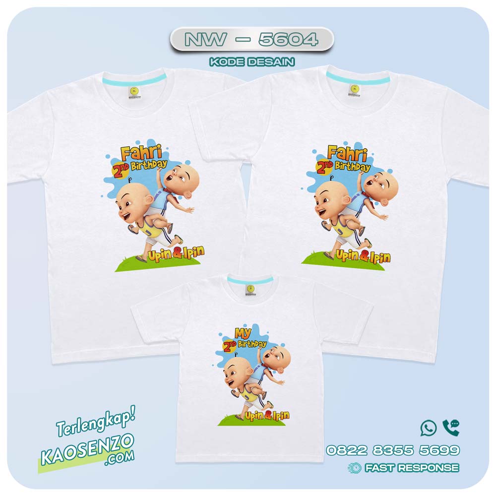 Baju Kaos Couple Keluarga | Kaos Ulang Tahun Anak | Kaos Family Custom Upin Ipin - NW 5604