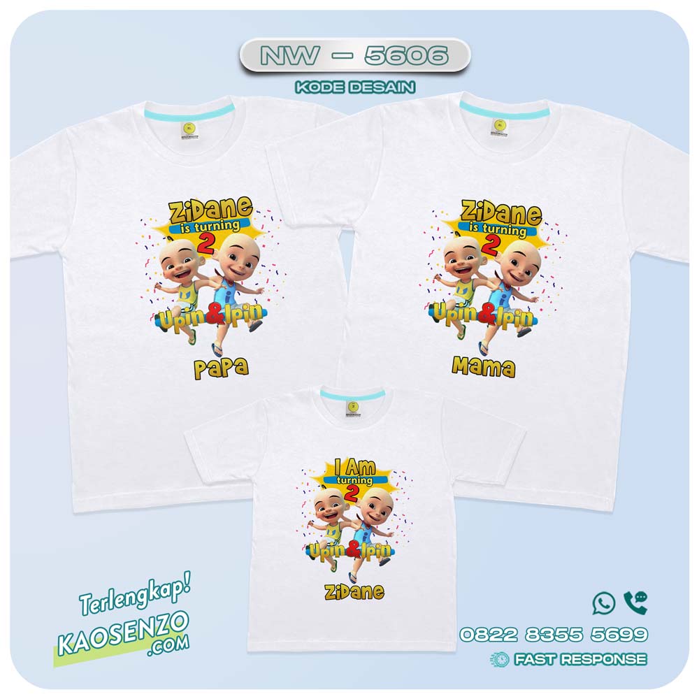 Baju Kaos Couple Keluarga | Kaos Ulang Tahun Anak | Kaos Family Custom Upin Ipin - NW 5606