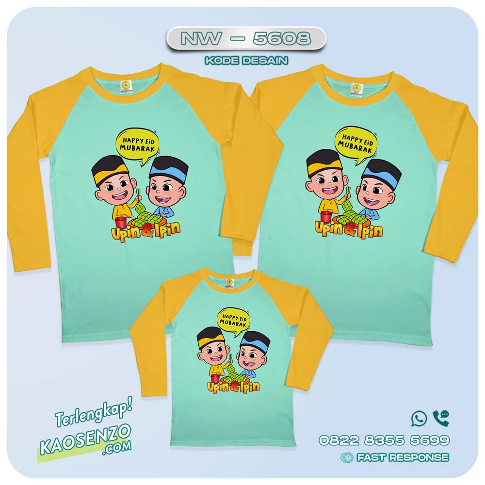 Baju Kaos Couple Keluarga | Kaos Lebaran Upin Ipin | Kaos Family Custom Upin Ipin - NW 5608