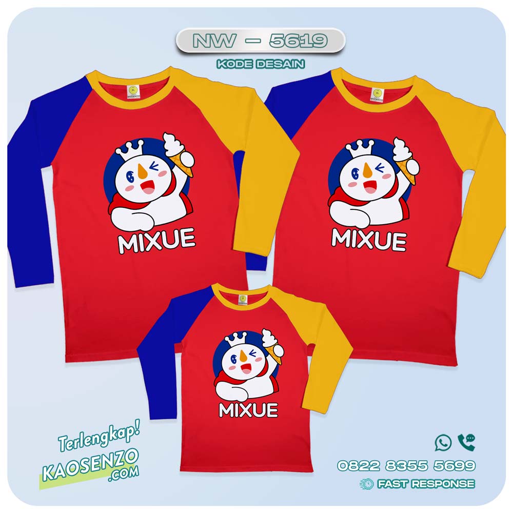 Baju Kaos Couple Keluarga Ice Cream Mixue| Kaos Family Custom Es Krim Mixue | Kaos Mixue - NW 5619