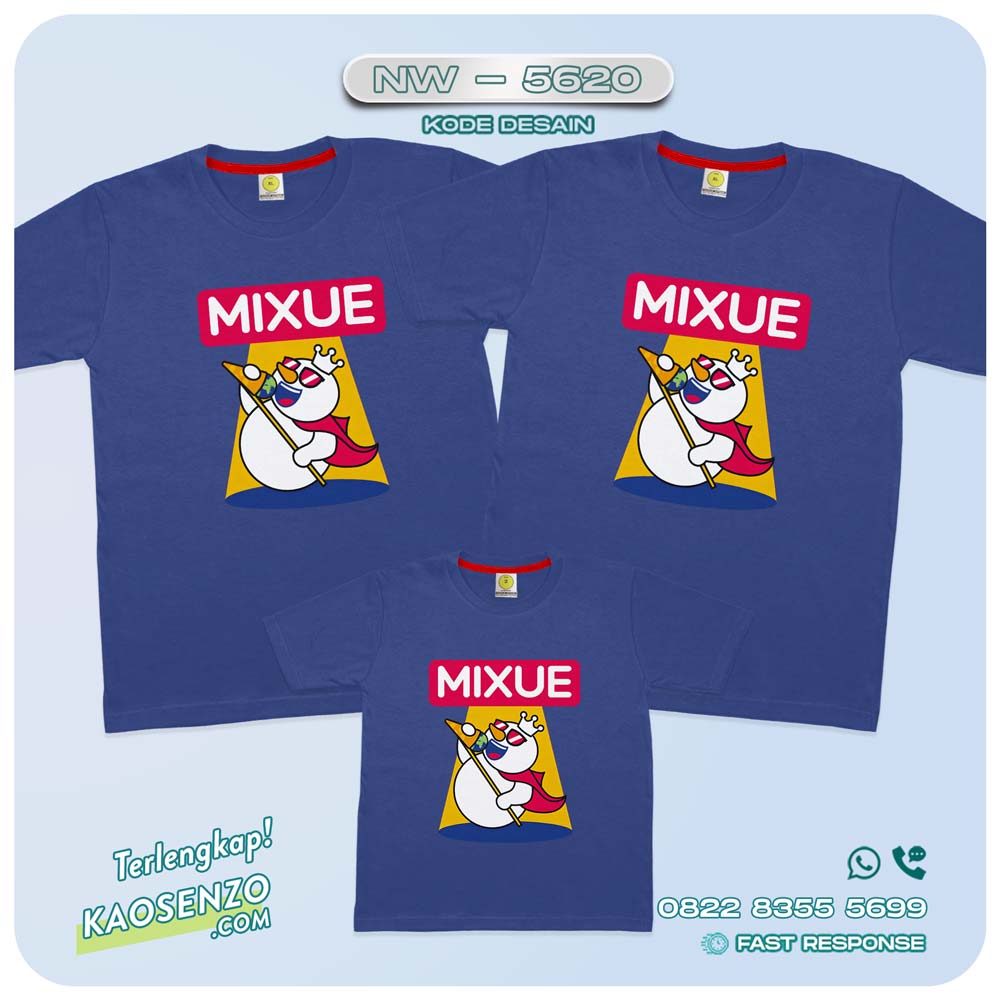 Baju Kaos Couple Keluarga Ice Cream Mixue | Kaos Family Custom Es Krim Mixue | Kaos Mixue - NW 5620