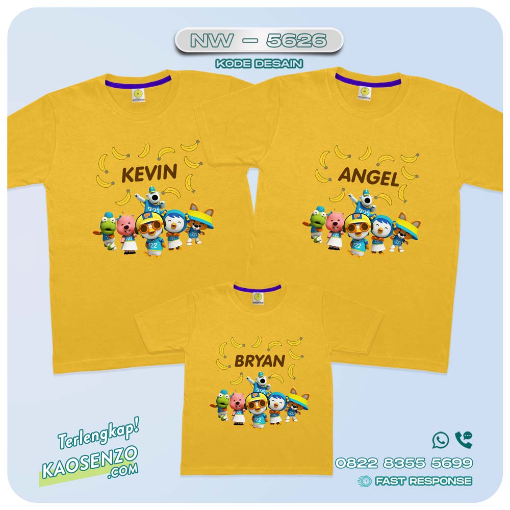 Baju Kaos Couple Keluarga Pororo | Kaos Family Custom Pororo | Kaos Pororo - NW 5626