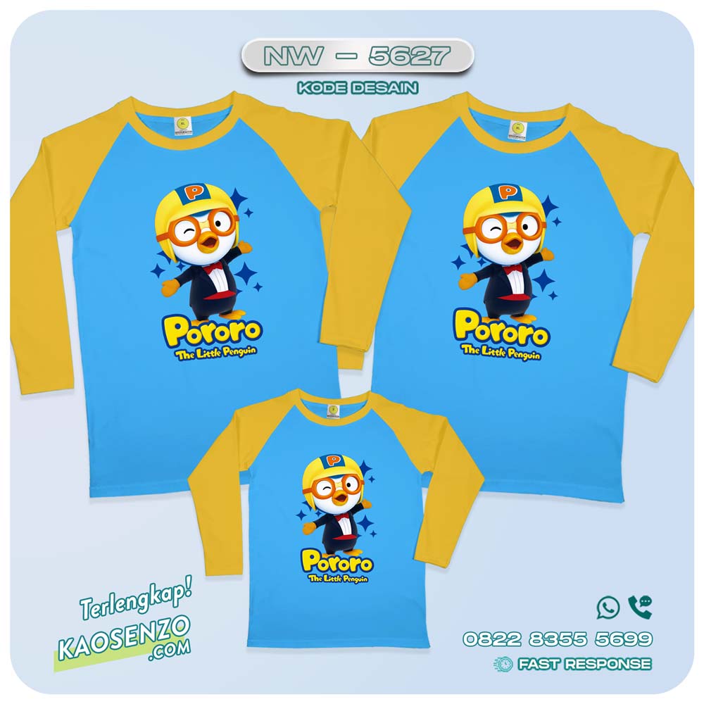 Baju Kaos Couple Keluarga Pororo | Kaos Family Custom Pororo | Kaos Pororo - NW 5627