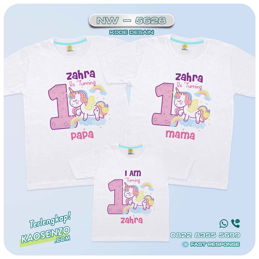 Baju Kaos Couple Keluarga Unicorn | Kaos Ultah Anak | Kaos Family Custom | Kaos Unicorn - NW 5628